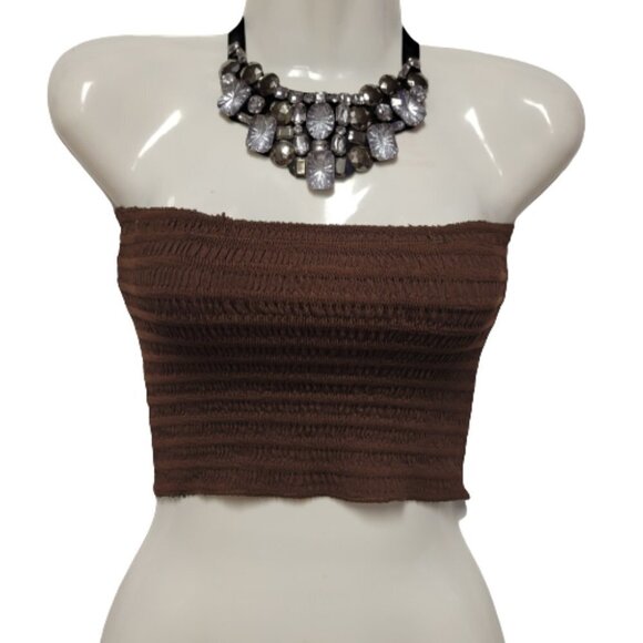 Brown Crop Top Bandeau Top Size S/XS/M Strapless Tube Top Stretchy Bandeau NEW - Picture 1 of 12